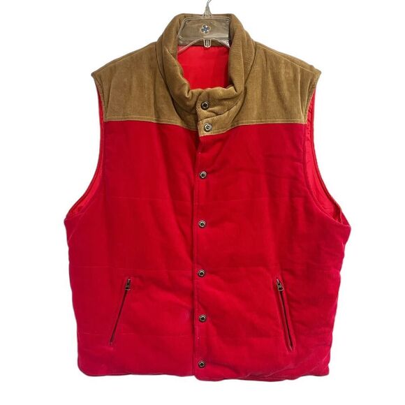 Castaway Nantucket Vest Mens XL Puffer Reversible Nylon Corduroy Red Outdoor